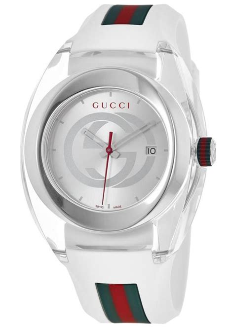 gucci sync xxl white rubber unisex watch ya137102|Gucci sync 45mm strap.